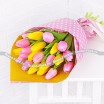 Нежное счастье - букет из желтых и розовых тюльпанов 3